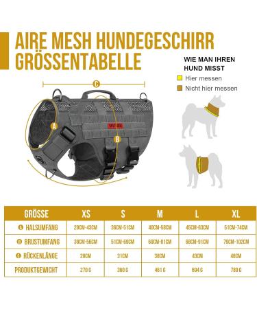 Oneigris No-Pull Dog Harness - Aire Mesh Adjustable Safety Vest for Large/Medium Dogs - Ultra-Breathable with 2 Handles - Gray XL (Neck: 51-74cm Chest: 79-102cm) - Buy Online on GoSupps.com