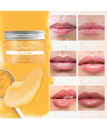 Turmeric Lip Scrub for Dark Lips to Lighten Lips Moisturizing Exfoliator for Dry Chapped Cracked Lips Reduce Fine Lines Hydrating and Nourishing Exfoliator - Buy Online on GoSupps.com
