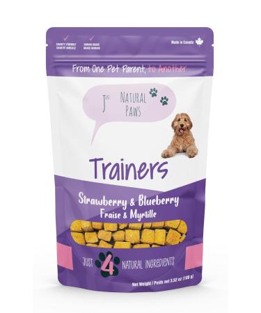 Just Natural Paws Strawberry & Blueberry Dog Treats - Healthy Human-Grade Superfood Dog Training Treats Natural & Vegetarian No Preservatives or Additives