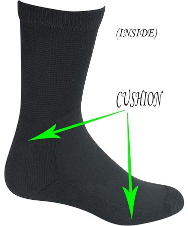 Yomandamor Men's Cotton Diabetic Crew Socks - Non-binding Top, Seamless (4 Pairs, Size 10-13, Black) - Buy Online on GoSupps.com
