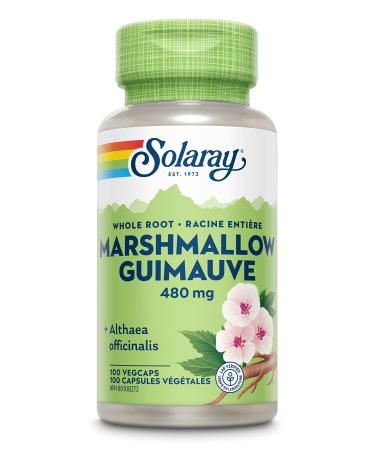 SOLARAY Marshmallow Root 480mg | Herbal Support | Althaea Officinalis Whole Root | Dietary Supplement |Vegan Lab Verified | 100 Vegetarian Capsules