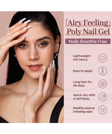 Modelones Poly Nail Gel Kit with 20W Nail Lamp - 6 Colors Extension Gel All-in-One Kit with Glitter Pink Red Builder Gel - Nail Strengthen Base Top Coat Set for DIY Nail Art at Home - Buy Online on GoSupps.com