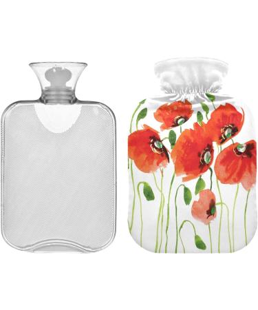 NAANLE Heat Bottle - Poppy Flower Design | 1L Hot Water Bottle for Menstrual Cramps Pain Relief & Heat Therapy - Buy Online on GoSupps.com