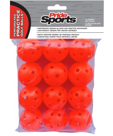 PrideSports Practice Golf Balls, 12 Count Orange Perforated OTH