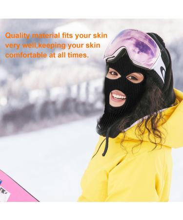 Nitaiun 2-Piece 3-Hole Full Face Cover Ski Mask - Breathable Windproof Storm Hood for Men & Women - Motorcycle & Bike Gear - Black - Buy Online on GoSupps.com
