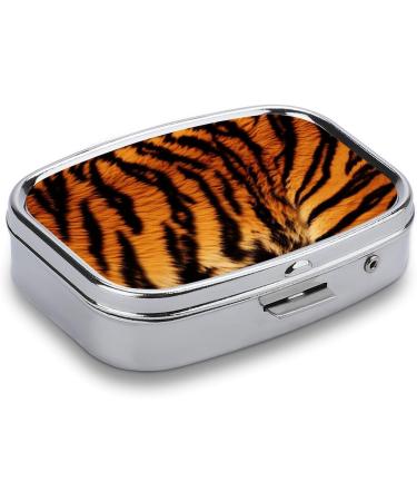 Portable Tiger Striped Pill Box 2 Compartment Metal Organizer for Medicine Stylish & Decorative Pill Case for Pocket or Purse - Buy Online on GoSupps.com