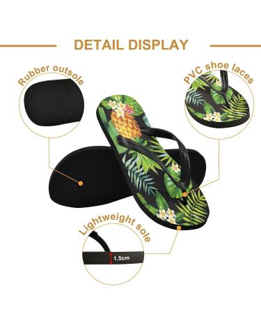Mnsruu Tropical Palm Leaf Flamingo Flip Flops - Multi-Color Sandals for Home Hotel Spa & Travel - XS for Men & Women - Buy Online on GoSupps.com