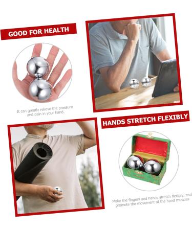 Lurrose Baoding Iron Balls Set | Stainless Steel Chinese Massage Balls for Health & Relaxation | 5.3cm Silver Bath Balls - Buy Online on GoSupps.com