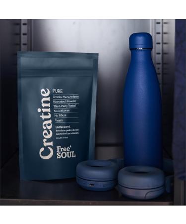 Creatine Monohydrate Powder | 100% Pure Micronised Creatine Monohydrate | Easily Dissolves | Unflavoured | Vegan | Lab-Tested | 60 Servings | Free Soul - Buy Online on GoSupps.com