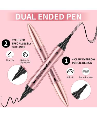 Microblading Eyebrow Pencil - 2-in-1 Dual-Ended Eyeliner & Precision Brow Pen Waterproof & Long-Lasting Dark Brown for Natural Eyebrows - Buy Online on GoSupps.com