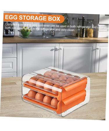 Angoily Egg Storage Box Portable Fridge Refrigerator Egg Case Egg Bin Double Layer Crisper Plastic re-usable Orange 23.5x21.5cm - Buy Online on GoSupps.com