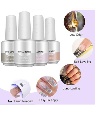 Teerova 5-in-1 Builder Gel Set - 4 Colors 15ml Structure Gel 100 Nail Shapes & File for Perfect Nail Art - International Shipping Available - Buy Online on GoSupps.com