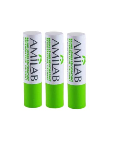 Merck | Amilab Lip care | 4 in 1 | Soothes Nourishes Repairs and Protects | Protects against external aggressions | Accelerates healing | Softens dry lips | Set of 6 sticks