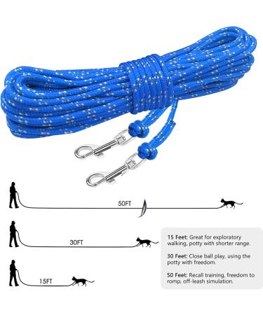 Ranypet 15m Reflecting Long Line for Cats & Small Animals - Durable Safe Disappearing Leash for Kittens Puppies & Rabbits | 50ft Blue - Buy Online on GoSupps.com