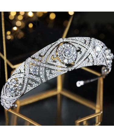 CZ Cubic Zirconia Tiaras for Women - Perfect for Prom, Quinceanera, Birthdays - Meghan Markle Wedding Hair Accessories - Silver - Buy Online on GoSupps.com