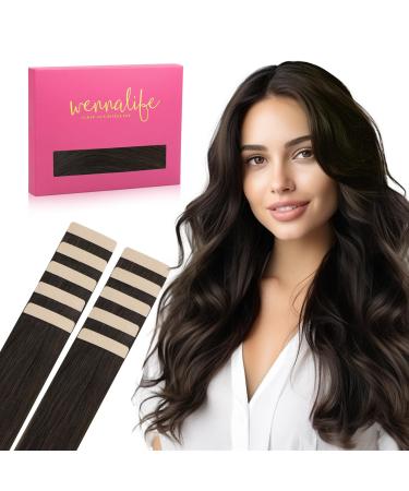 If Salife Tape Extensions Real Hair Brown 10pcs Tape In Extensions Real Hair 25g 35cm Invisible Hair Extension Real Hair Invisible smooth real hair Extensions Tape Refilling Packing for Girls 35cm 25g 10Pcs #Dark Brown