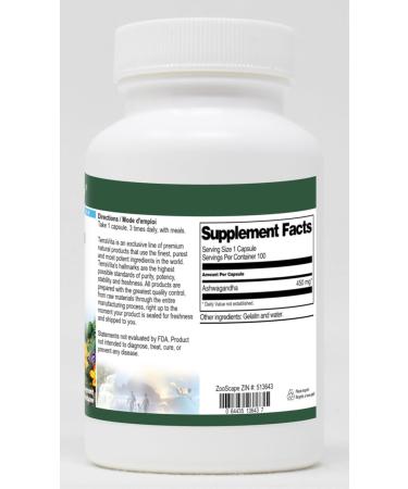 Ashwagandha (Indian Ginseng) - Withania Somnifera Root - 450 mg (100 Capsules ZIN: 513643) - Buy Online on GoSupps.com