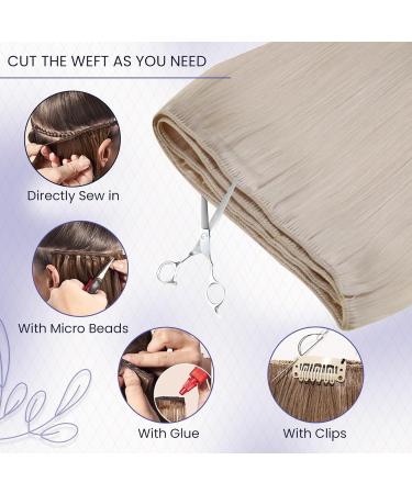 LAAVOO Real Hair Extensions - Platinum Blonde Sew-In Tresses #60 80g 35cm - Premium Quality Real Hair Extensions for Optimal Styling - Buy Online on GoSupps.com