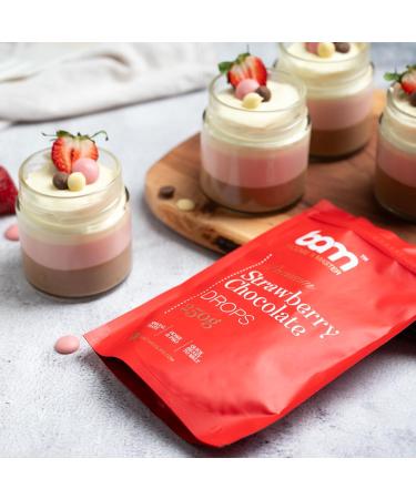 BAM Strawberry Chocolate Drops Callets Melting Chips Home and Pro Baking Strawberry Taste 250g - Buy Online on GoSupps.com