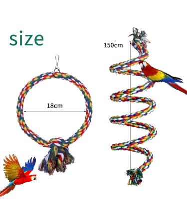 Aedcbaide Bird Parrots Toys 2 Pack Parakeet Parrot Swing Chewing Hanging Toys with Bell 59inch Bird Cotton Rope and 7Inch Diameter Bird Hanging Swing for Budgie Cockatiels Conures Finches - Buy Online on GoSupps.com
