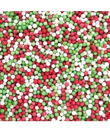 Scrumptious - 100s and 1000s - Christmas Red Green and White Mix Cake Topper Sprinkles - 30g Edible Matt Festive Cupcake Decorations - Ideal For Xmas Themed Party Cakes And Bakes