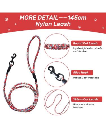 Buy Pettom Flower Pattern Cat Dishes & Adjustable Leash for Small to Medium Cats - Break-Proof & Stylish - International Shipping Available - Buy Online on GoSupps.com