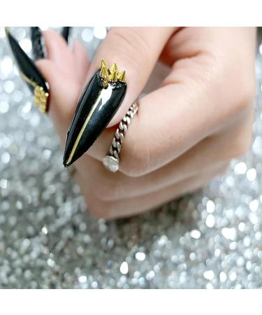 24 Grid 3D Cone Nail Art Charms - Metal Rivet Studs & Spike Jewels for DIY Nail Decorations - Gold & Silver Set - Buy Online on GoSupps.com