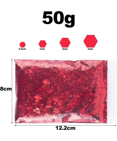 50g Red Sequin Glitter Set for Epoxy Resin & Nail Art - Mixed Coarse & Fine Flakes - Festival Makeup - 4 Sizes (0.2mm 1mm 2mm 3mm) - International Shipping - Buy Online on GoSupps.com