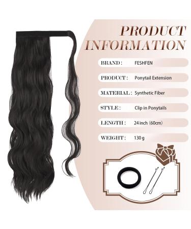 Fine Braid Ponytail Hair Extensions | Long Wavy Curly Clip-In | 60 cm Natural Black Synthetic Hair for Women - 2# - Buy Online on GoSupps.com