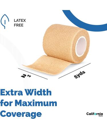 Brown 2 Inch Self Adhesive Bandage Wrap - 5 Yards Cohesive Tape for Sports | 12 Pack Non-Woven Athletic Tape for Wrists, Knees, and Ankles - Buy Online on GoSupps.com
