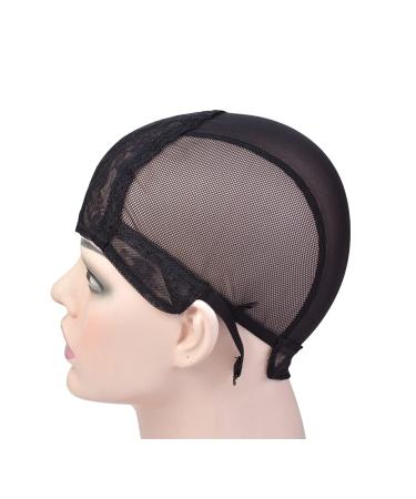 2 Pcs Black Double Lace Wig Caps with Adjustable Straps for Wig Making - Medium Size (54cm) - Swiss Lace Hairnet - Pack of 2 - Buy Online on GoSupps.com