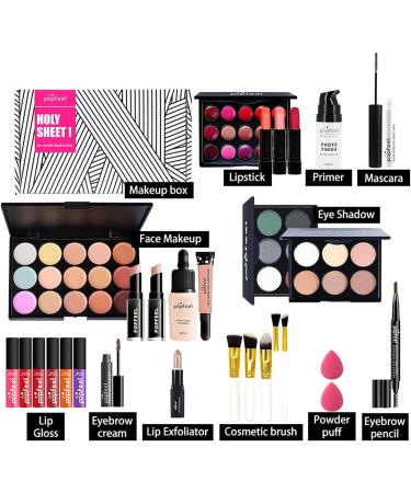 All-In-One Makeup Kit 29 Pcs Complete Makeup Gift Set Full Kit Combination with Eyeshadow Blush Lipstick Concealer etc Essential Starter Bundle for Women Pro Multi-purpose Beauty Cosmetic Set#2 29PCS - Buy Online on GoSupps.com