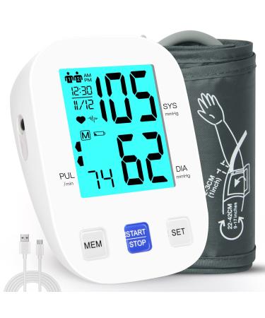Panacare upper arm blood pressure measuring devices 3.5 large display with backlight |Arrhythmia reminder |2users & 198dats |Upper arm circumference of 22-42 cm automatic blood pressure monitor white U82V-White
