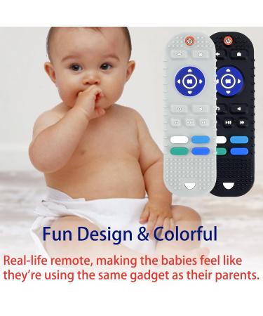 2-Pack Silicone Remote Control Teething Toys for Babies 6-12 Months | BPA-Free Chew Toys Set with Anti-Off Rope Clip | Teether Toys Gift for Baby Boys Girls - Buy Online on GoSupps.com