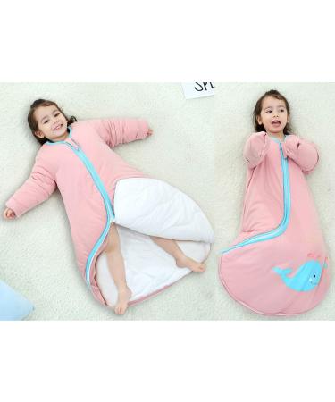 Chilsuessy Baby Sleeping Bag 3.5 Tog with Detachable Sleeves - Pink Whale Design - 100% Cotton - Soft Sleep Bag for Infant Toddler - 100cm/2-4 Years - Buy Online on GoSupps.com