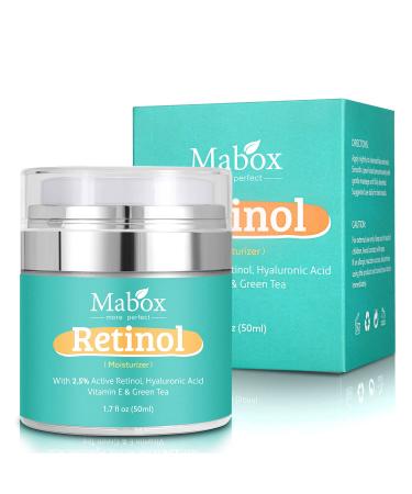 Mabox Retinol Moisturizer Cream for Face and Eye Area - Anti Aging Formula with Hyaluronic Acid and Vitamin E - Reduces Wrinkles and Fine Lines - Best Day and Night Cream - 1.7 Fl. Oz - Buy Online on GoSupps.com