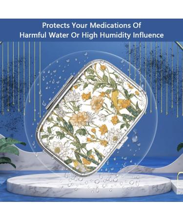 Portable Pill Box Organizer - Decorative Metal Medicine & Vitamin Case | Unique Gift - 39 Flowers Pink - Buy Online on GoSupps.com