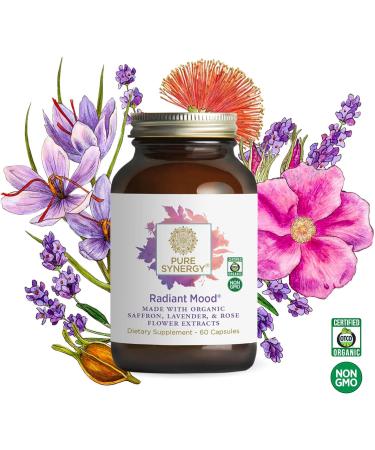 Pure Synergy Radiant Mood | Natural Mood and Sleep Supplement with Organic Saffron | with Saffron Lemon Balm and Magnolia Bark | for Sleep and Stress Support (60 Capsules) - Buy Online on GoSupps.com