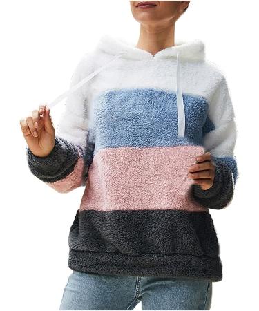 Warm and Cozy Women's Hooded Sweatshirt - Plush Soft Cotton Blend Long Sleeve Top in Black and Blue - Plus Size - Buy Online on GoSupps.com