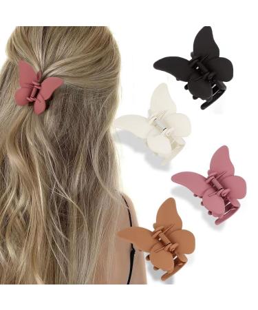 Butterfly Hair Clips for Womens  4 Pcs Hair Claw Clips for Thick Hair Non-slip Fashion Hair Styling Matte Hair Clips for Women Girls (Style 2)