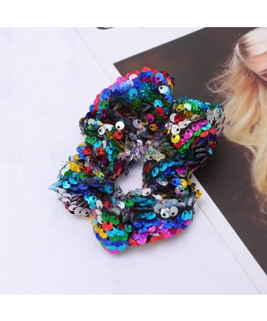 Amosfun Hair Scrunchies Sparkly Sequins Ponytail Holders Mermaid Hair Bands Hair Rope for Women Colorful - Buy Online on GoSupps.com