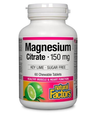 Natural Factors Magnesium Citrate Key Lime 150 mg 60 Chewable Tablets