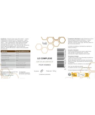 Cure Anti Chute Cheveux Hommes 1 mois Biotine - Complement Alimentaire Cheveux Riz Noir & Figuier de Barbarie Vigne Rouge Palmier Nain Vitamines B6 & B8 Levure de Selenium Hyle Care - Buy Online on GoSupps.com