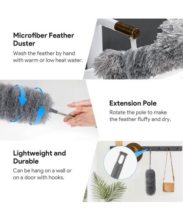Extendable Microfiber Feather Duster - 100 inch Long Handle Dusting Tool for All-Round Home Cleaning - Gray - Buy Online on GoSupps.com