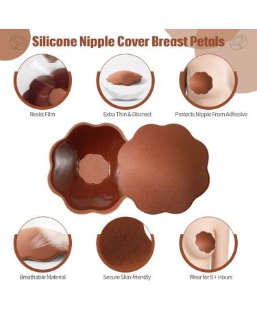 XL Breast Lift Tape for Large Breasts | Breathable Boobytape with Reusable Nipplecover | Adhesive Bra for Athletic Support | Brown - Buy Online on GoSupps.com
