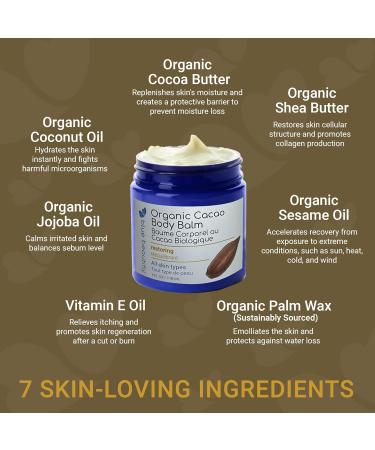 Blue Beautifly Organic Cacao Body Balm - USDA Certified | Soothes & Repairs Dry Skin with Shea Butter & Jojoba Oil | 4 fl oz - Buy Online on GoSupps.com