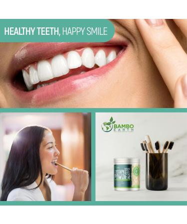 BAMBOEARTH Natural Fluoride Free Toothpaste Powder - Remineralizing Whitening Sensitive Teeth Tooth Powder with Baking Soda and 100% Zero Waste Packaging - Buy Online on GoSupps.com