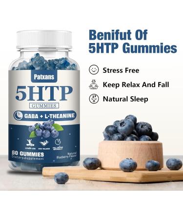 Buy 2 Packs 300MG 5HTP GABA Sleep Supplement Gummies | Melatonin-Free L-Theanine & Omega 3-6-9 | Blueberry Flavor 120 Count - Buy Online on GoSupps.com