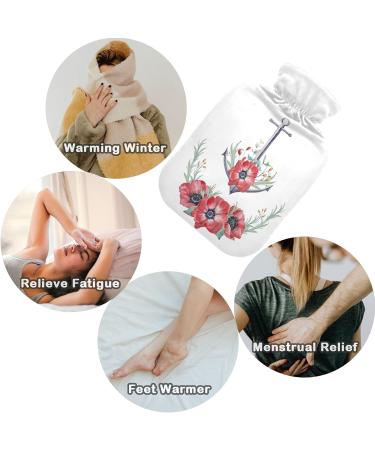 Buy NAANLE 1L Hot Water Bottle - Watercolor Flower Anchor Design | Transparent Pain Relief & Warmth for Bed Hands & Feet - Ideal Heat and Cold Therapy - Buy Online on GoSupps.com
