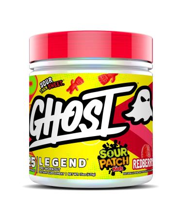 GHOST Legend Pre-Workout Energy Powder, Sour Patch Kids Redberry - 25 Servings - Caffeine, L-Citrulline, & Beta Alanine Blend for Energy Focus & Pumps - Free of Soy, Sugar & Gluten, Vegan